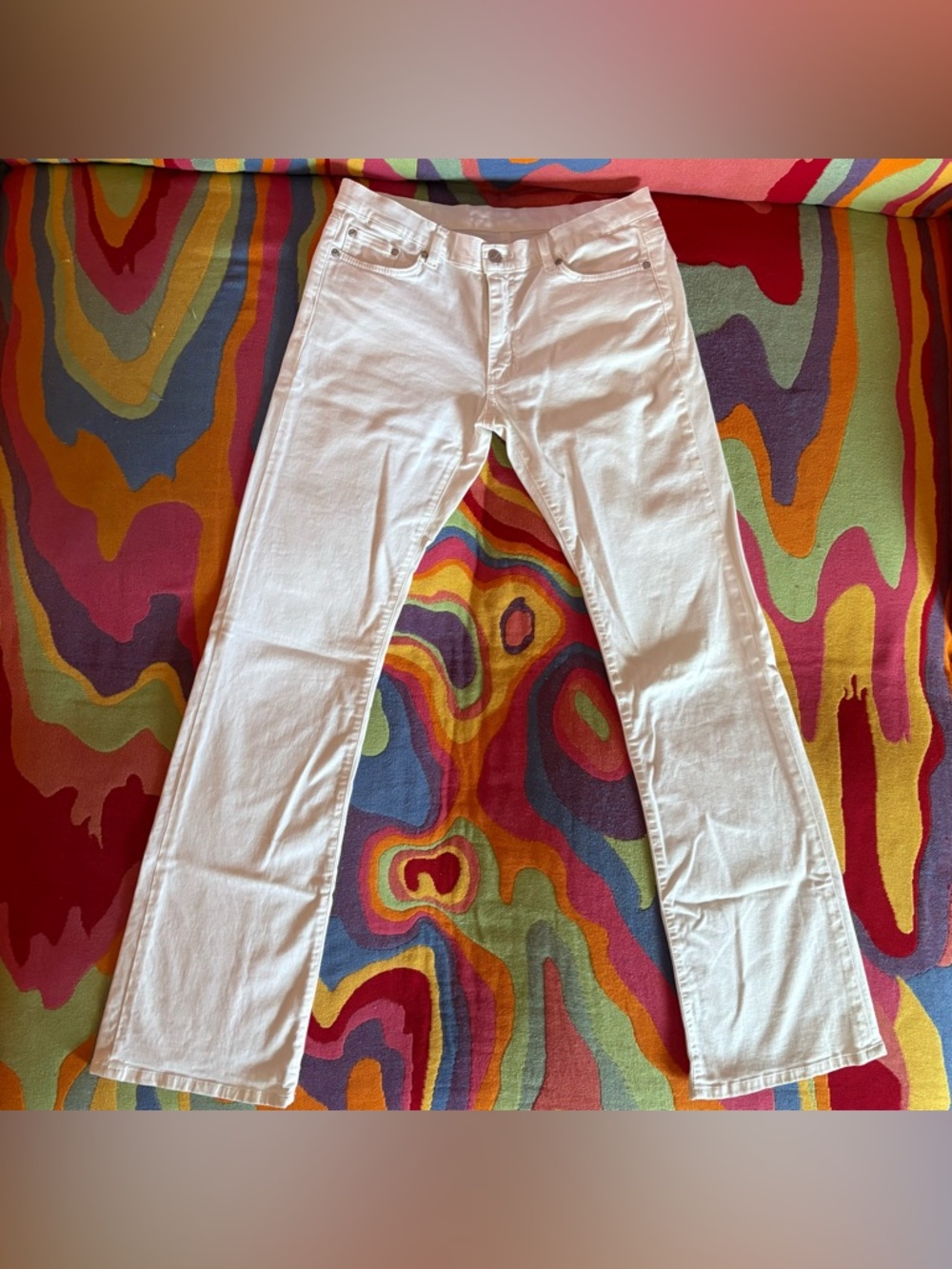 Lacoste White Women's Straight-Leg Jeans - Classic Casual French Size 40